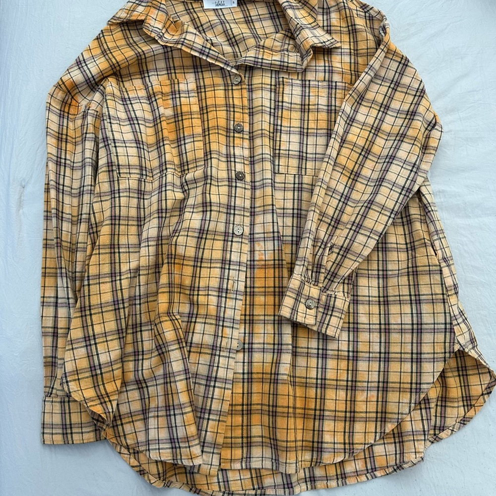 TALULAH Mustard Plaid Shirt Dress